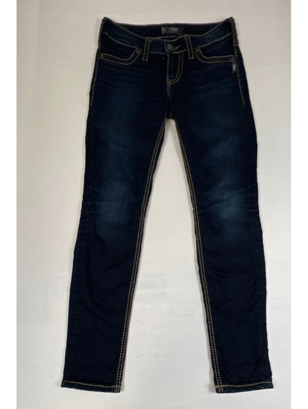 Silver Jeans Co Women 25x29 Suki Mid Super Skinny Dark Blue Denim Jeans